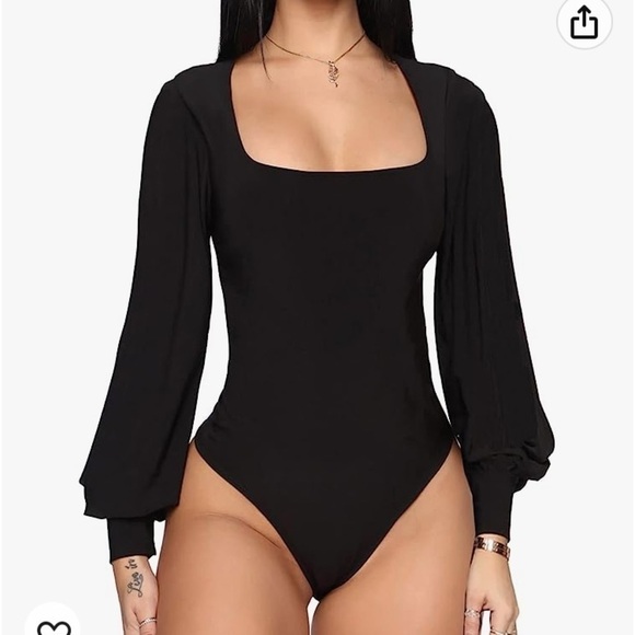 JORASOB Women's Square Neck Long Sleeve bishop Sleeve Tops - Picture 1 of 8